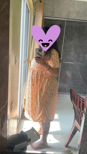 Customer photo review of Orange Yellow Flowers Night & Lounge Gown