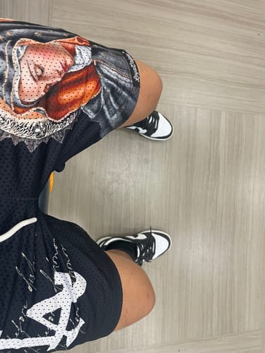 Customer photo review of LA 'Ave Maria' Premium Mesh Shorts