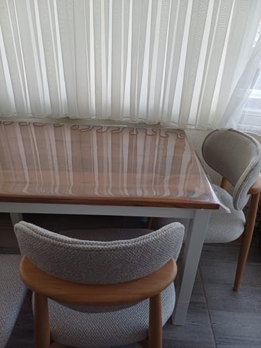 Customer photo review of Ceviz Yemek Masası - El Yapımı Beyaz Ahşap Ayak Mutfak Masası