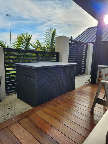 Customer photo review of Keter Java Rattan Cushion Box Grey 870L