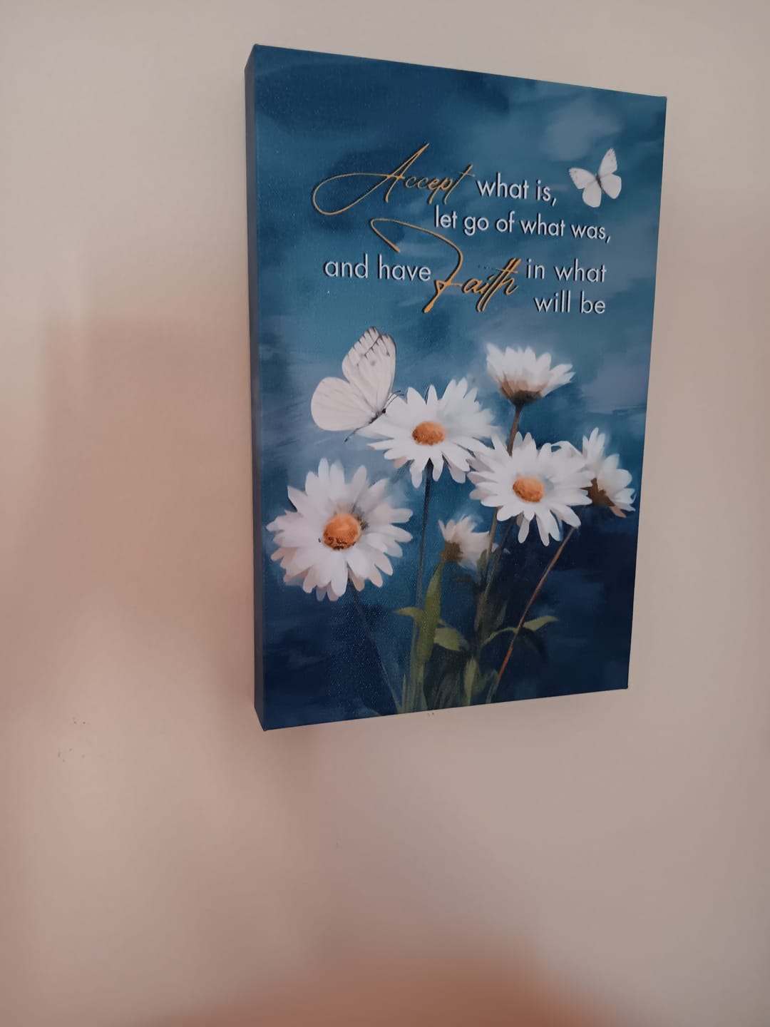 Customer photo review of Accept What is Let Go of What Was, Daisies and Butterflie, Christian Wall Art Canvas