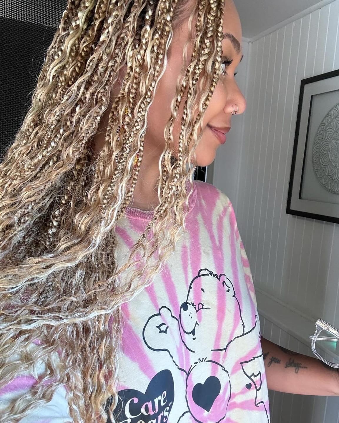 Customer photo review of #27 Honey Blonde Deep Wave Bulk Hair Extensions for Braiding