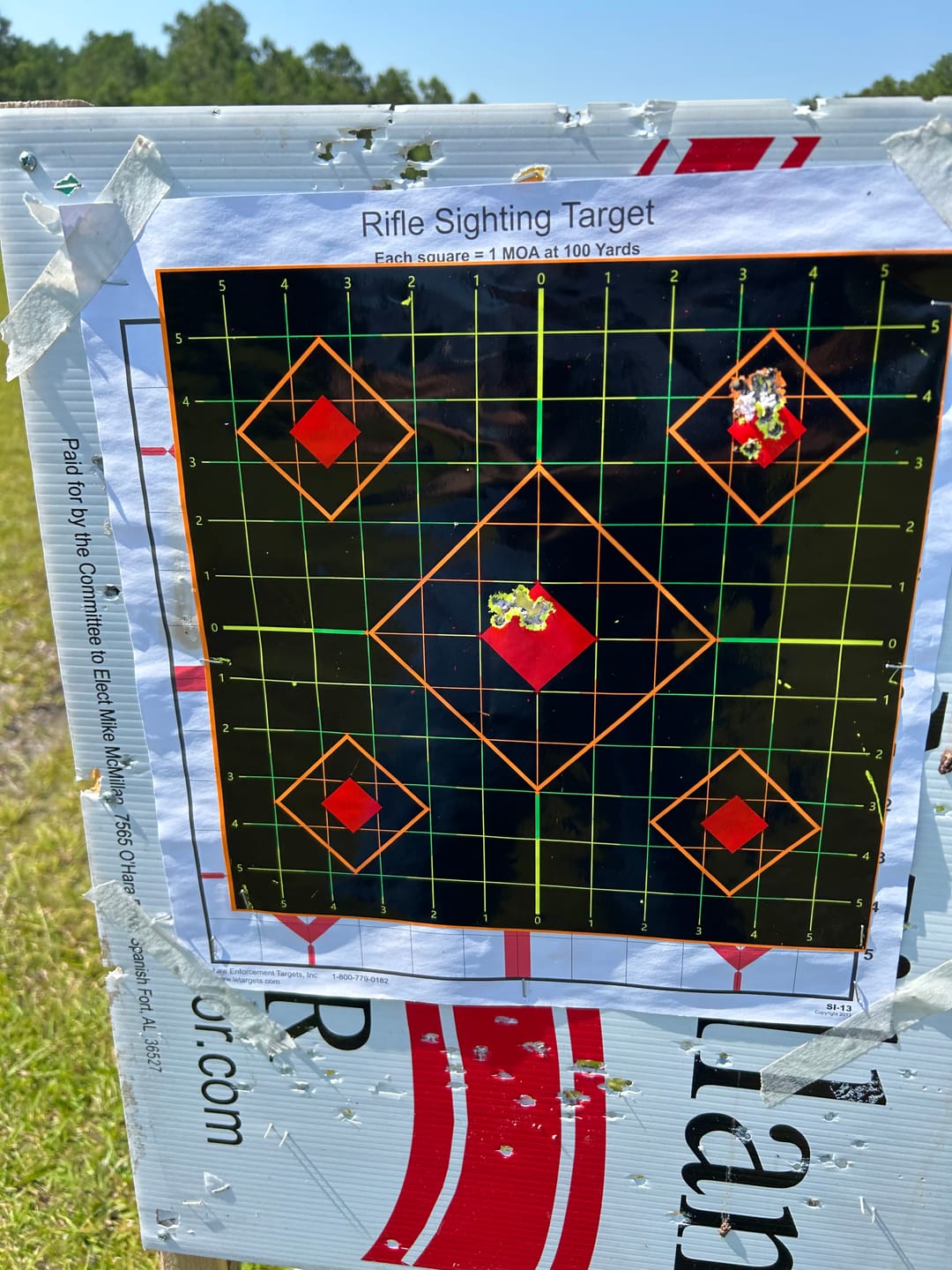 Customer photo review of Sight in Stick Splatter Adhesive Shooting Targets - Splash Effect of Multiple Colors - 12 x 12 Inch