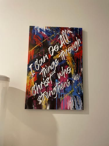 Customer photo review of 'Strength in Christ (Philippians 4:13)' Framed Canvas