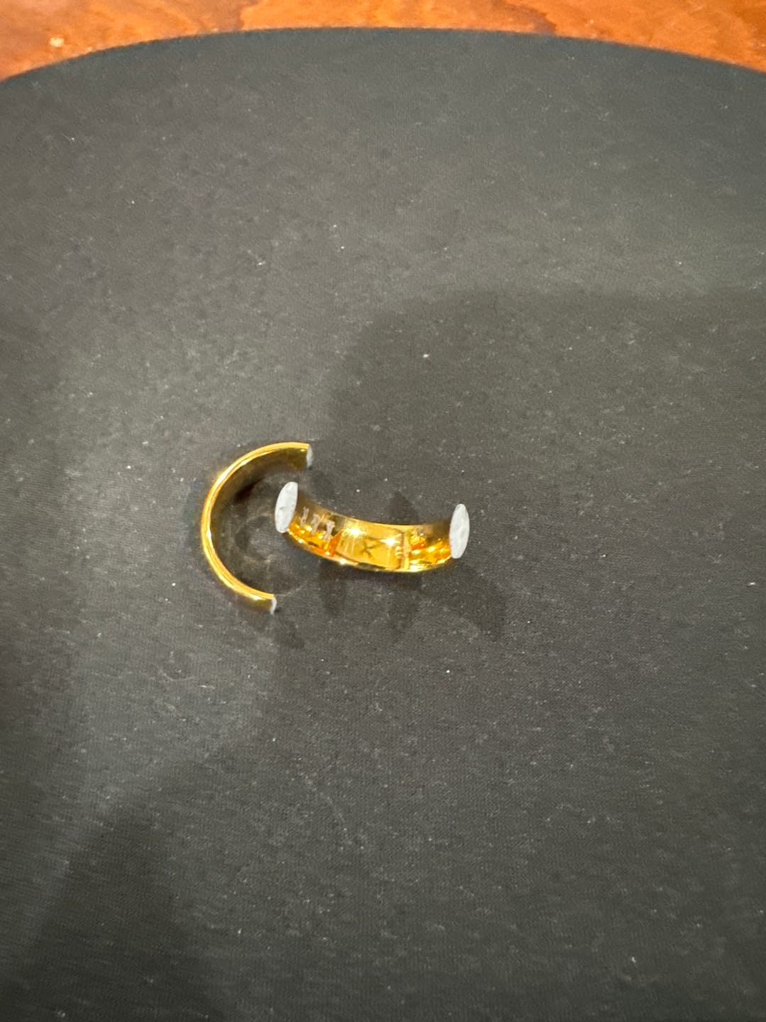 Customer photo review of 7mm - 14k Yellow Gold Tungsten Wedding Band, High Polish Dome Shape, Anniversary Ring