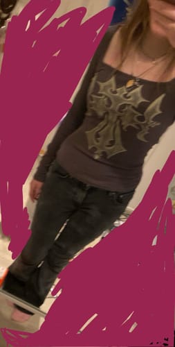 Customer photo review of Ebonia Grunge Cross Square Neck Top