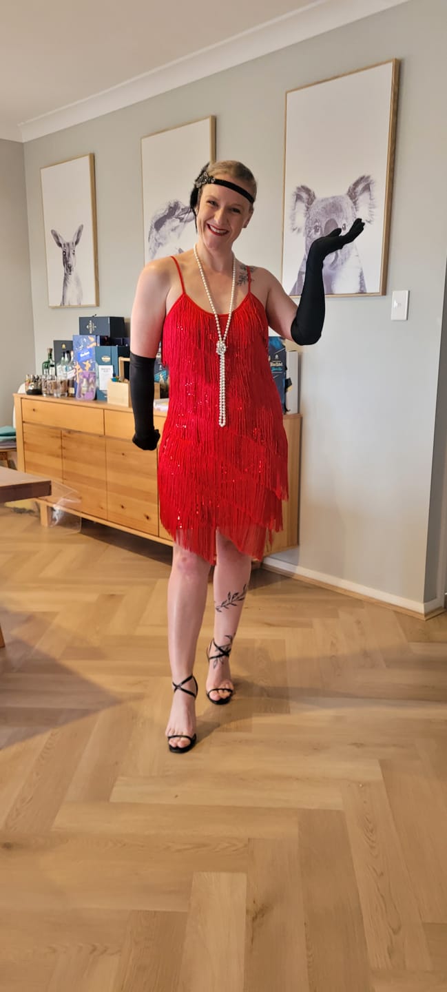 Customer photo review of Long Black Gloves