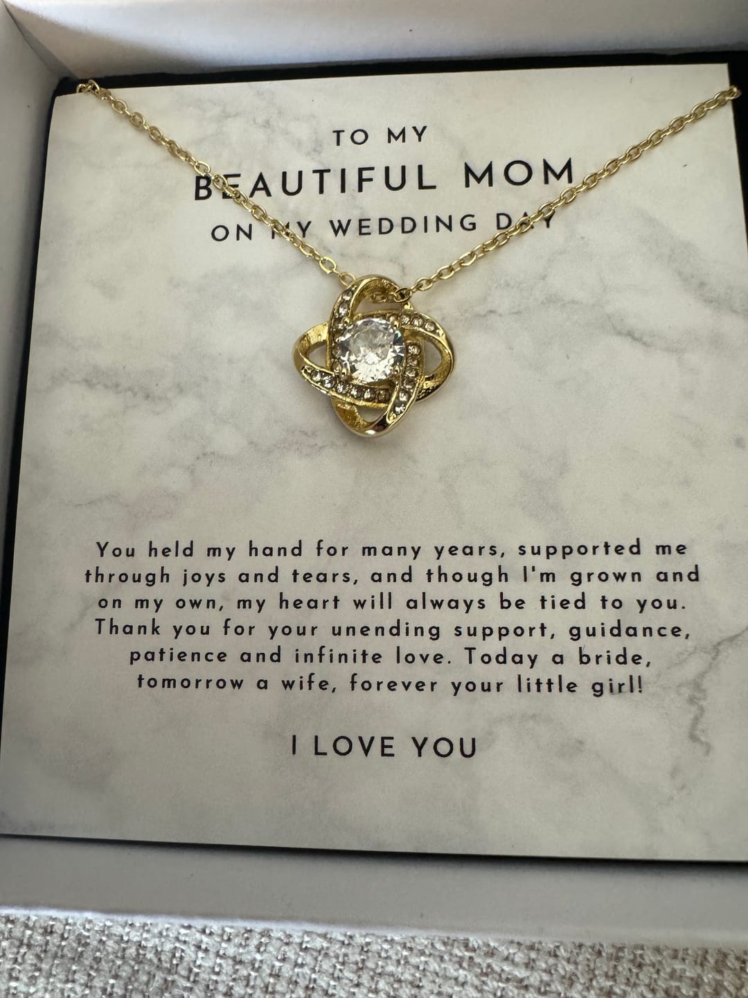 Customer photo review of To My Beautiful Mom - Wedding Day Necklace