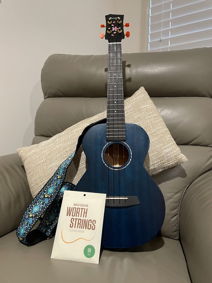 Customer photo review of BB Worth Brown Baritone Ukulele Strings DGBE Tuning Fluorocarbon 2 Restrings per Packet