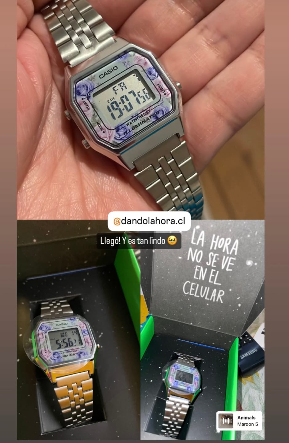 Customer photo review of Reloj Casio Vintage LA680WA-2CDF Plateado Flores