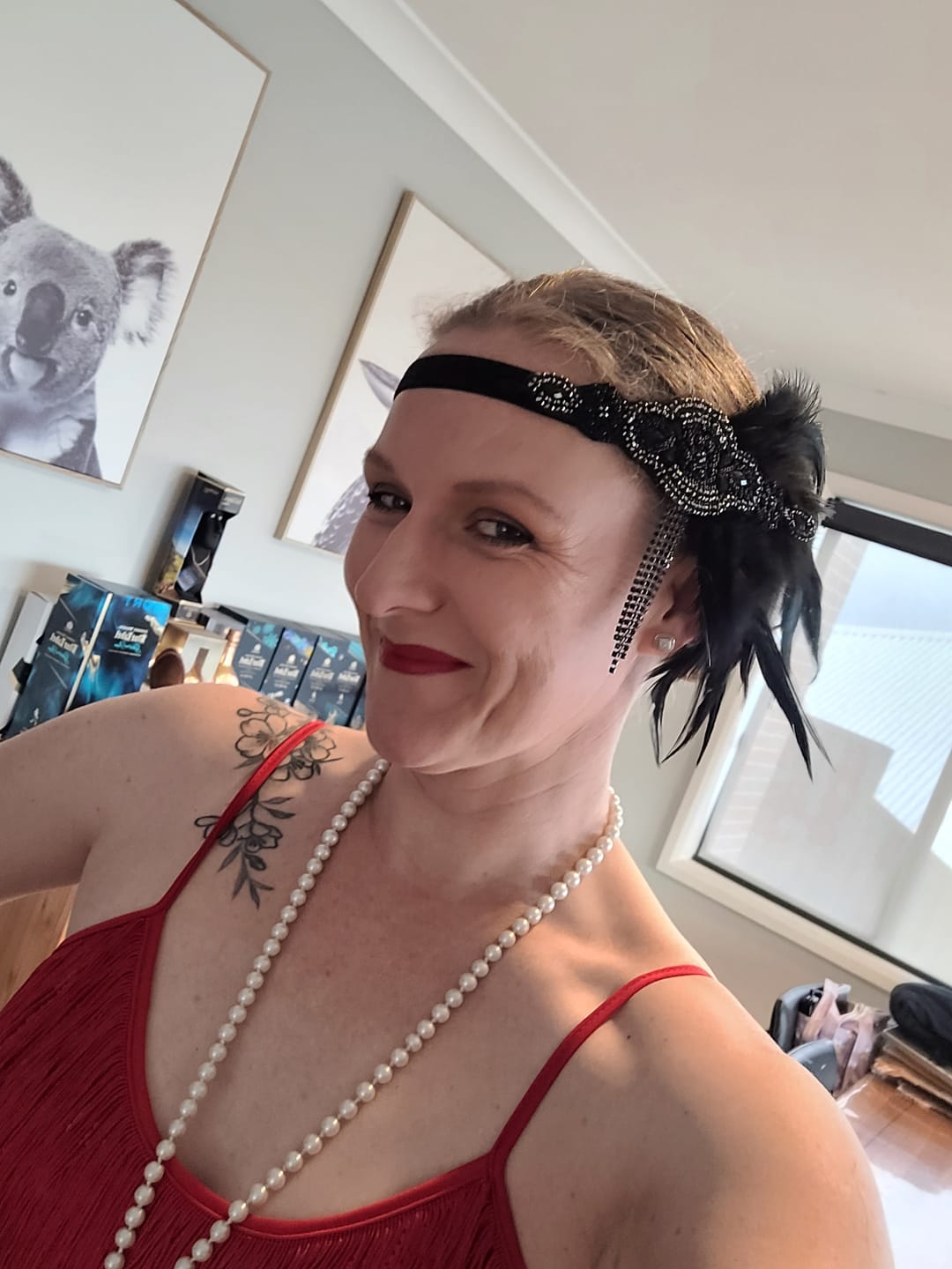 Customer photo review of 1920s Deco & Black Feather Flapper Headpiece
