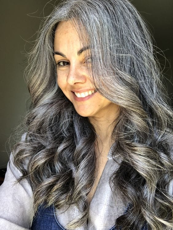 Customer photo review of Luvwin Salt And Pepper Loose Wave 5x5 Closure Glueless Wig 100% Human Hair