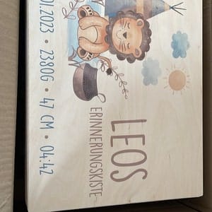 Customer photo review of Personalisierte Erinnerungskiste Löwe Boho
