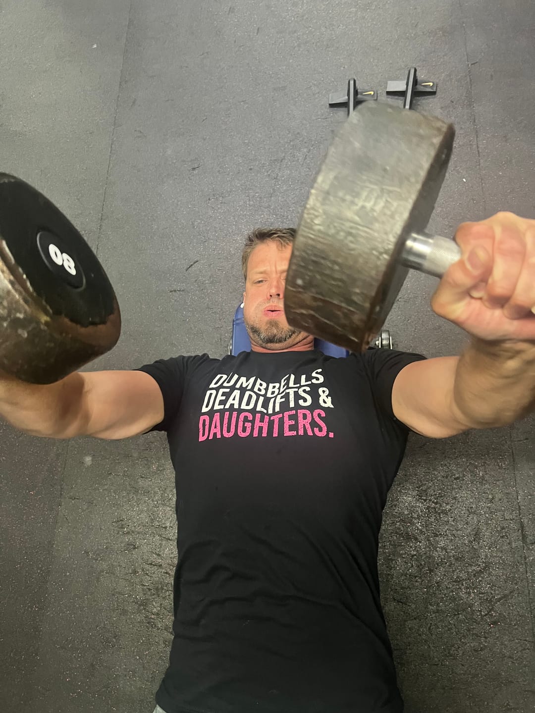 Customer photo review of Dumbbells Deadlifts & Daughters Shirt