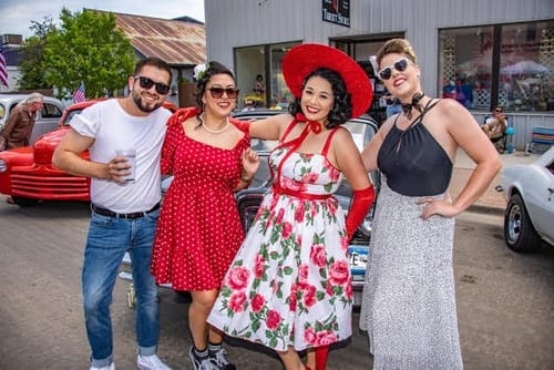 Customer photo review of 1950s Swing Sundress and Scarf in Red Vintage Roses - Vixen by Micheline Pitt