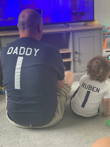 Customer photo review of Personalised England Supporters T-Shirt