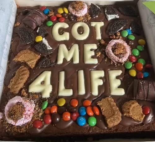 Customer photo review of Custom message loaded brownie