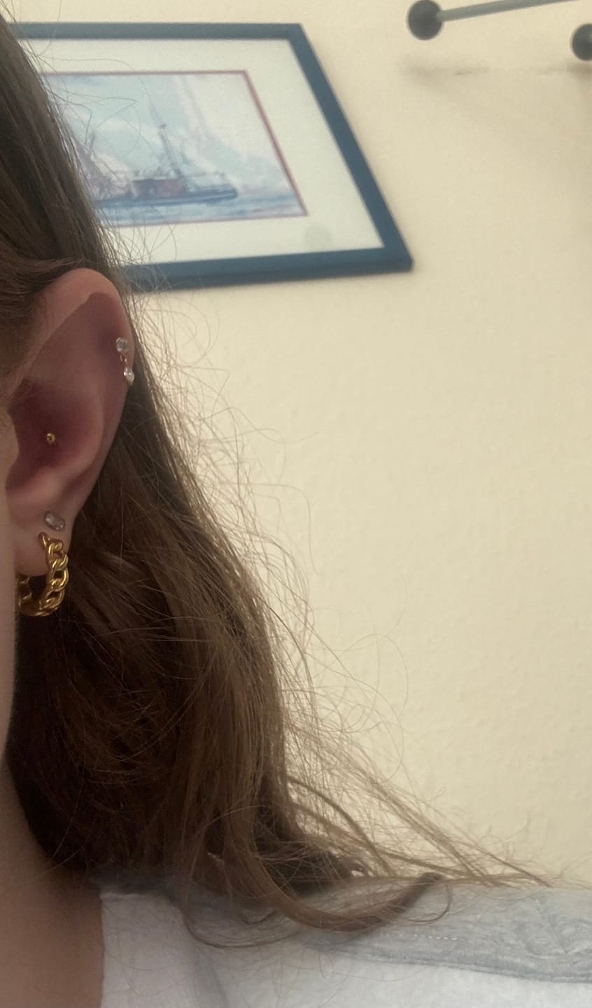 Customer photo review of Hanging Point Piercing | Titan