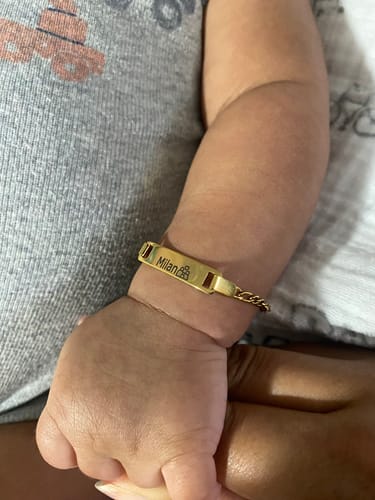 Customer photo review of Personalized Baby Name and Birthstone Bracelet