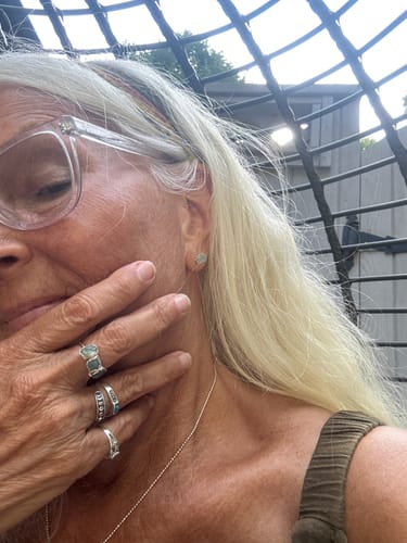Customer photo review of Raw Aquamarine Earrings