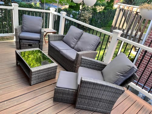 Customer photo review of Homrest 6 Pcs Patio Furniture Set with Ottoman and Storage Table, Dark Gray