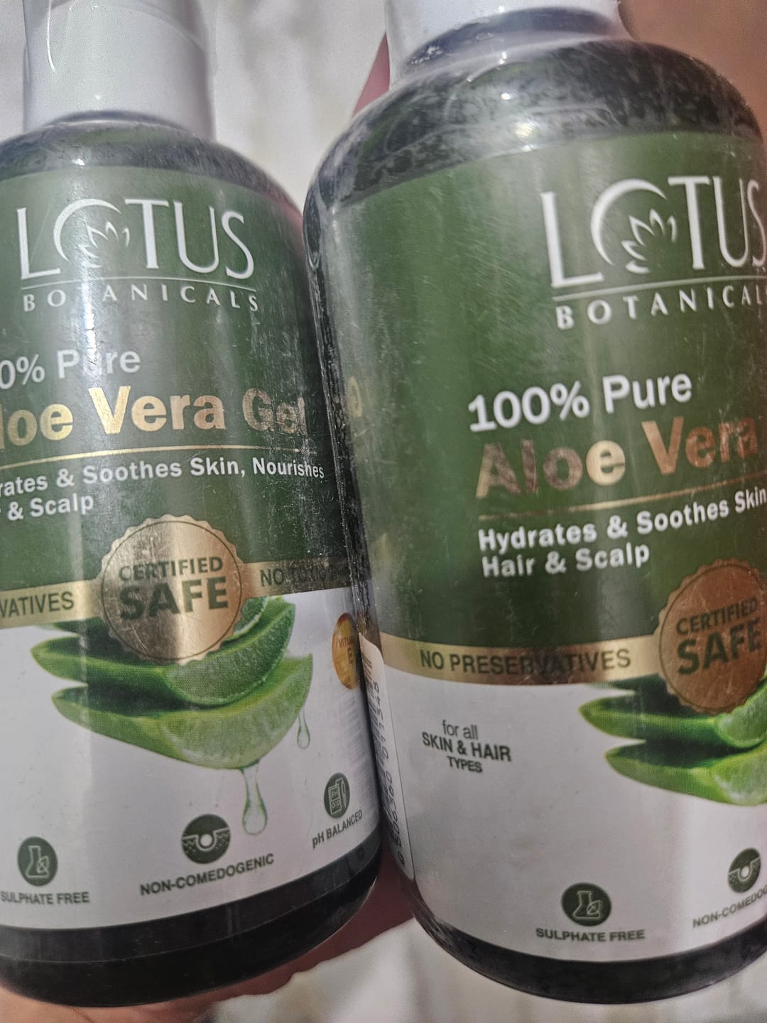 Customer photo review of 100% Pure Aloe Vera Gel with Vitamin E