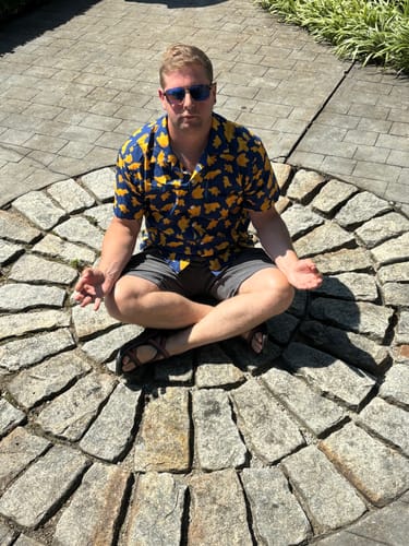 Customer photo review of Dinosaur Chicken Nuggets Blue Button Up Shirt
