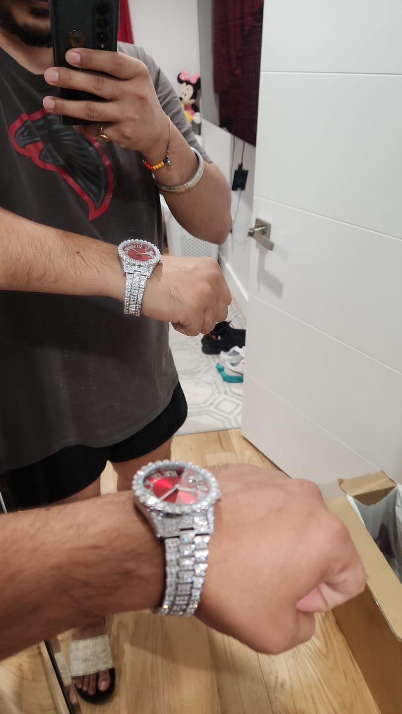 Customer photo review of Ruby Numeral Dial Diamond Simulant Watch - Silver