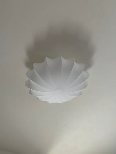 Customer photo review of Mid-century White Silk Flush Mount Light