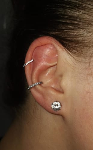 Customer photo review of Pave Huggie Earcuff