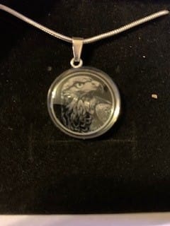 Customer photo review of Custom Red Tailed Hawk Necklace