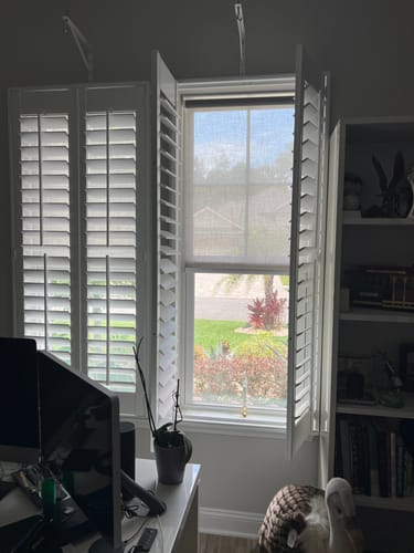 Customer photo review of SmartWings Motorized Light Filtering Roller Shades 60%/70% Blackout Twilight
