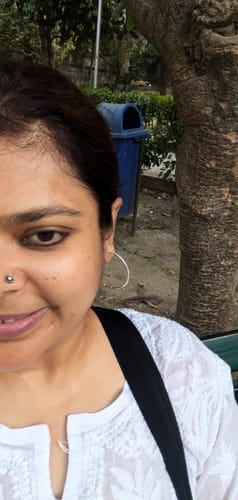 Customer photo review of Silver Studded Hoop Earrings