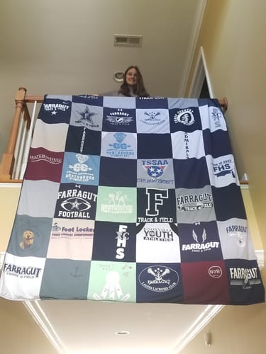 T-shirt quilt featuring farragut football, farragut track & field by Holly from TN