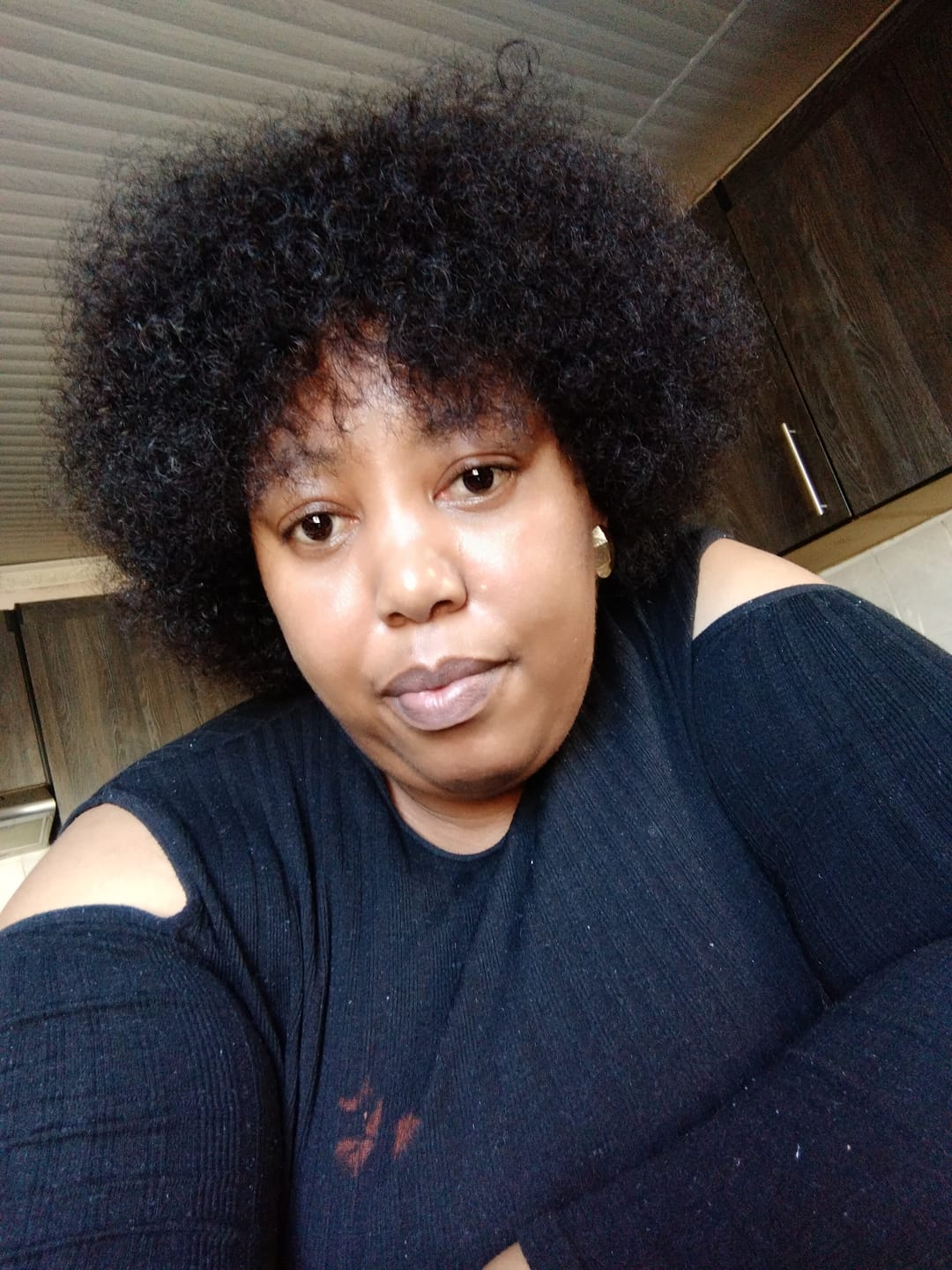 Customer photo review of Brazilian Curly Afro full Cap 8"