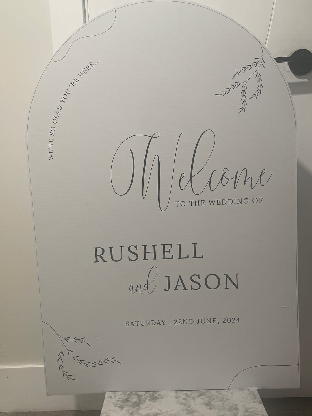 Customer photo review of Welcome Board For Reception Minimal White