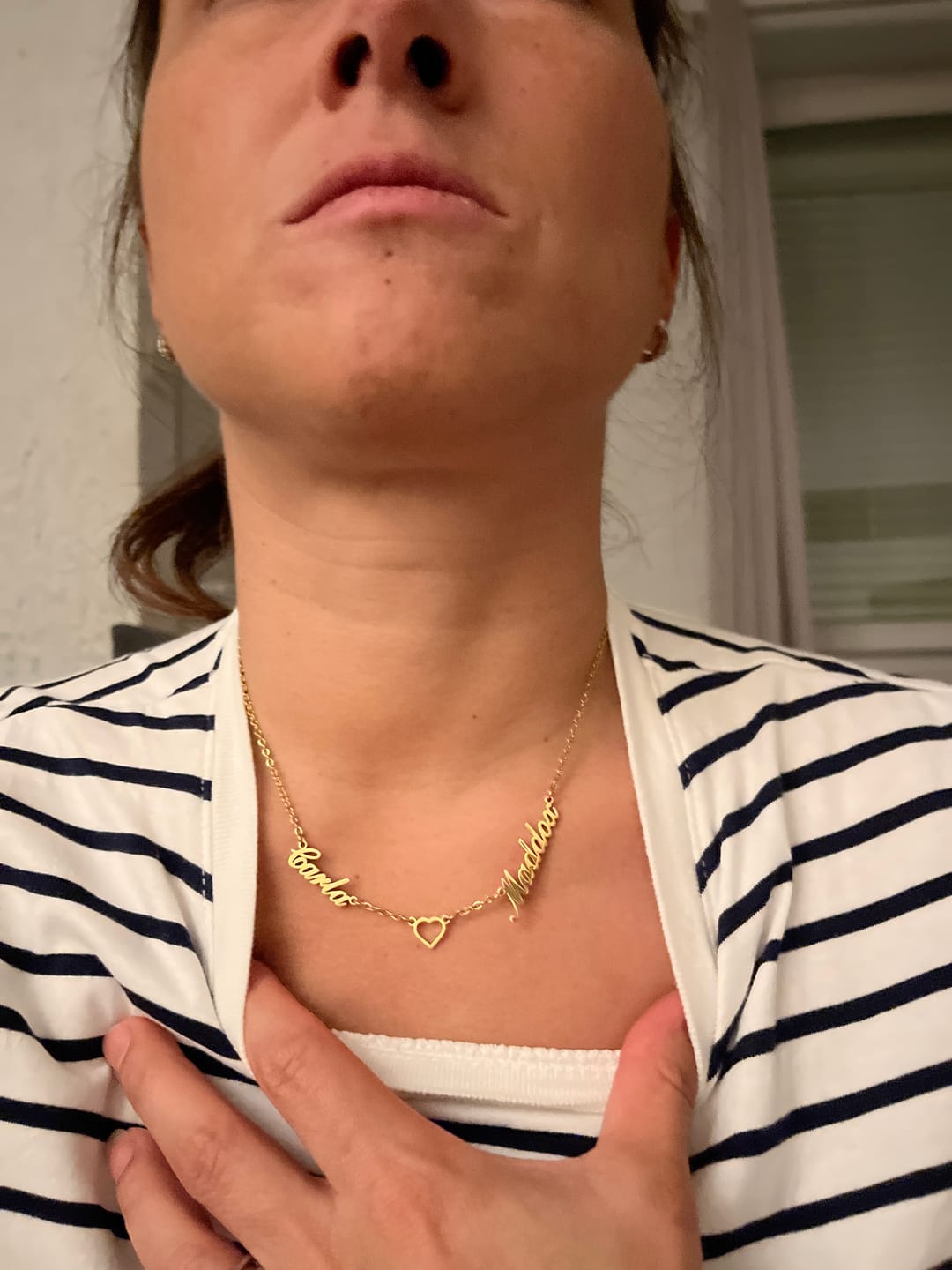 Customer photo review of Collier Coeur & Prénoms Sautoir Personnalisé