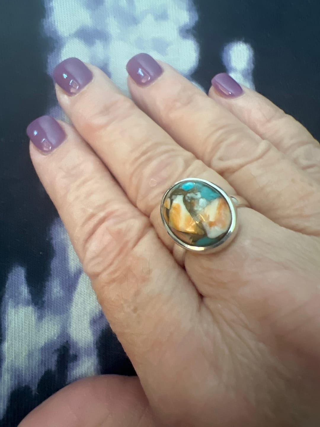 Customer photo review of Oyster Copper Turquoise Ring Sterling Silver