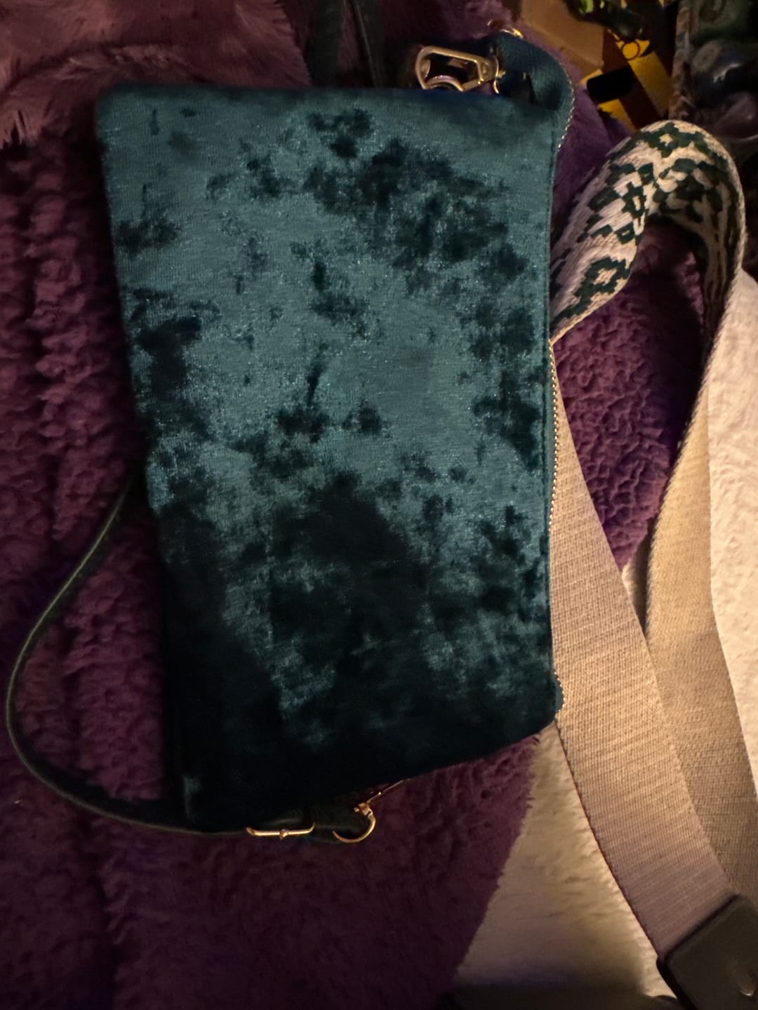 Customer photo review of Riley Vegan Velvet Crossbody