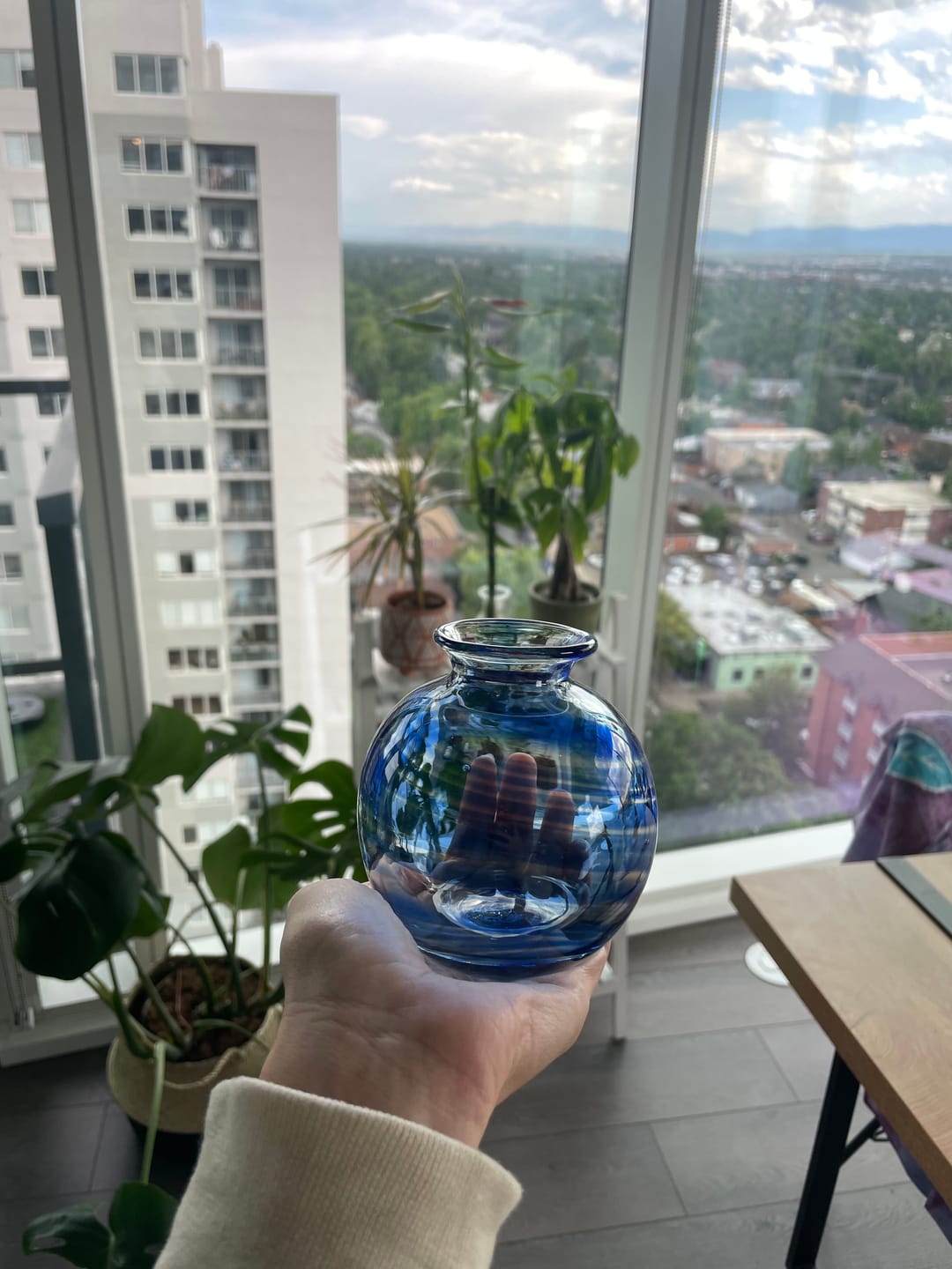 Customer photo review of Breaking Glass Keepsake Vase
