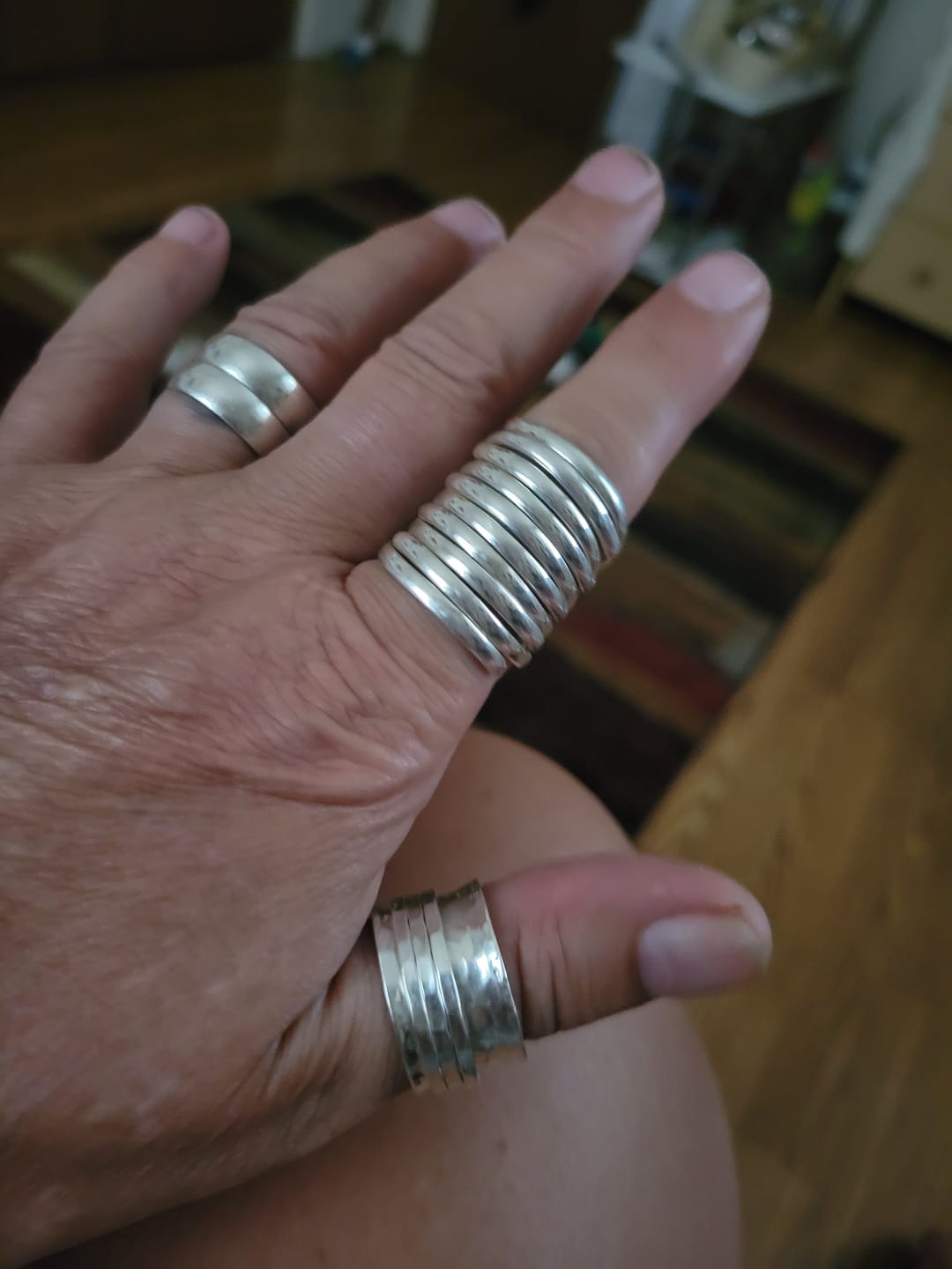 Customer photo review of Wide Band Silver Spinner Ring