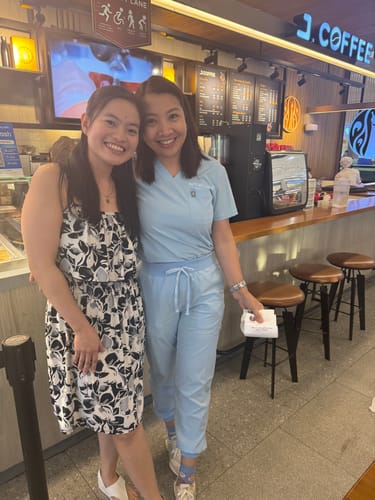 Customer photo review of 4-Pocket MoveTech® Scrub Top - Women / Blue Sky