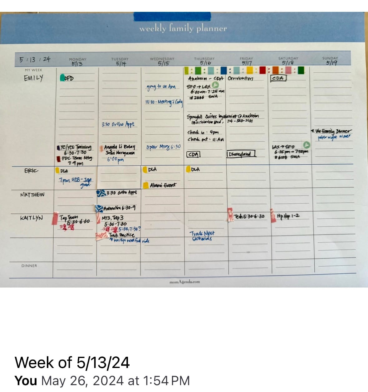 Customer photo review of Weekly Family Planner Pad