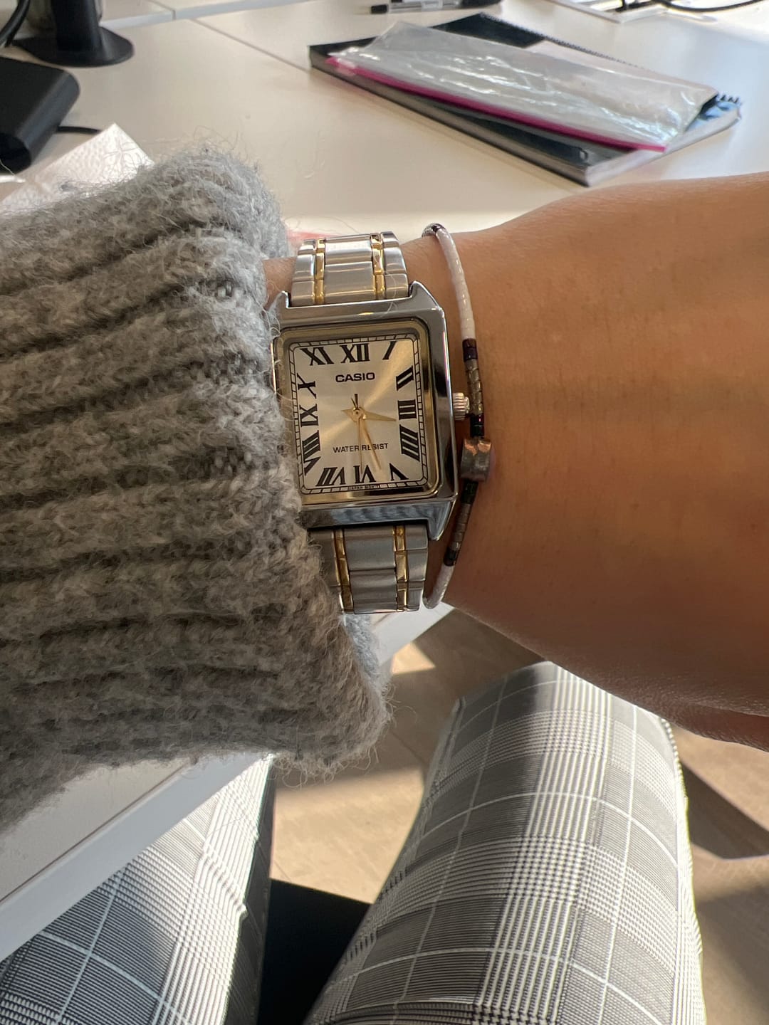 Customer photo review of Reloj Casio Tank Análogo LTP-V007SG-9BUDF Acero Champaña
