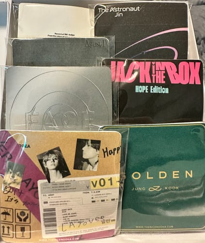 Customer photo review of (PREORDER) BTS Solo CD Enamel Pins Collection