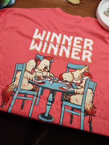 Customer photo review of Winner Winner Chicken Dinner - Coral Silk
