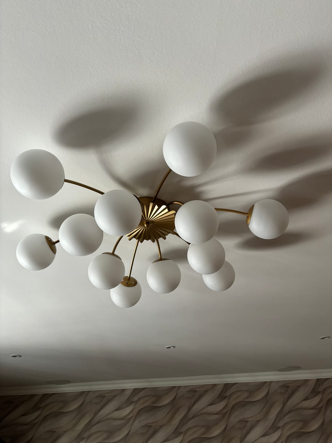 Customer photo review of 12-Light Opal Glass Sputnik Semi Flush Chandelier