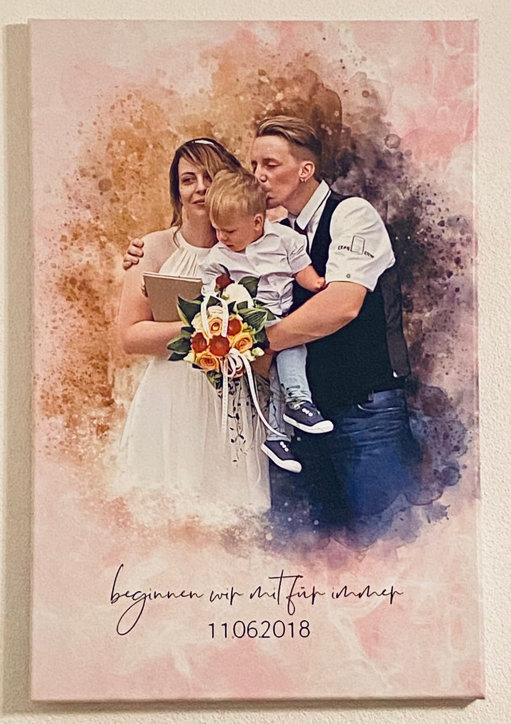Customer photo review of Foto des Brautpaares als Aquarell Poster | Originelles Hochzeitsgeschenk