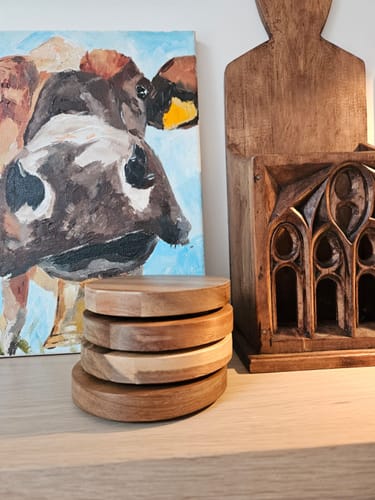 Customer photo review of Belleek Living Wood Coasters Set of 4
