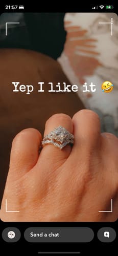 Customer photo review of Halo Wishbone CZ Ring Set in Sterling Silver